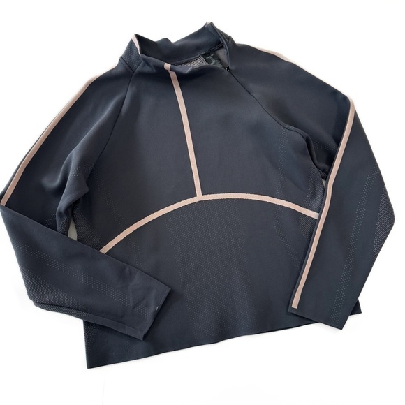 Sweaty Betty Womens Small Gray Pink Zip Mock Neck Pullover Baselayer Shirt - Picture 1 of 6